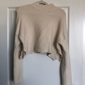 Cotton turtle neck crop top sweater